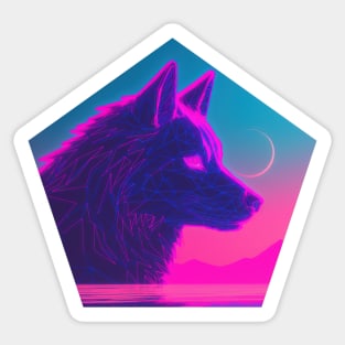 Retro Low Poly Vaporwave Wolf's Head Sticker